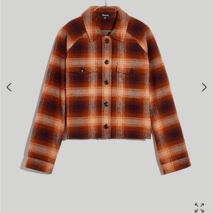 Madewell flannel crop shirt-jacket in plaid - small